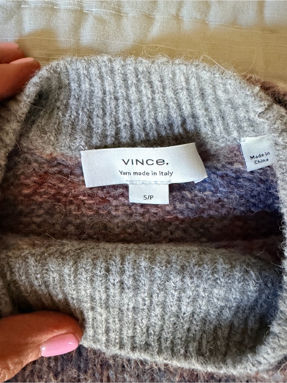 Vince Heathered Crewneck Sweater in Pink and Blue Mix - Picture 3 of 4